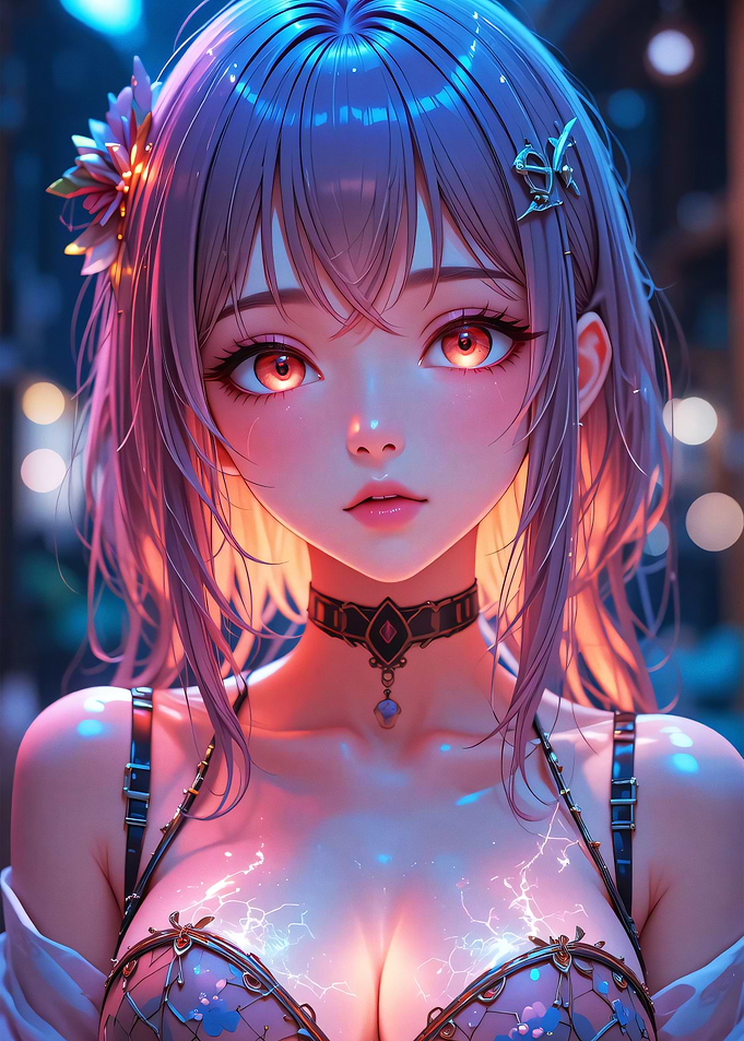 Anime Girl with Orange Eyes