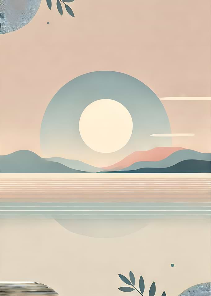 Serene Horizon Minimalist Sunset Landscape