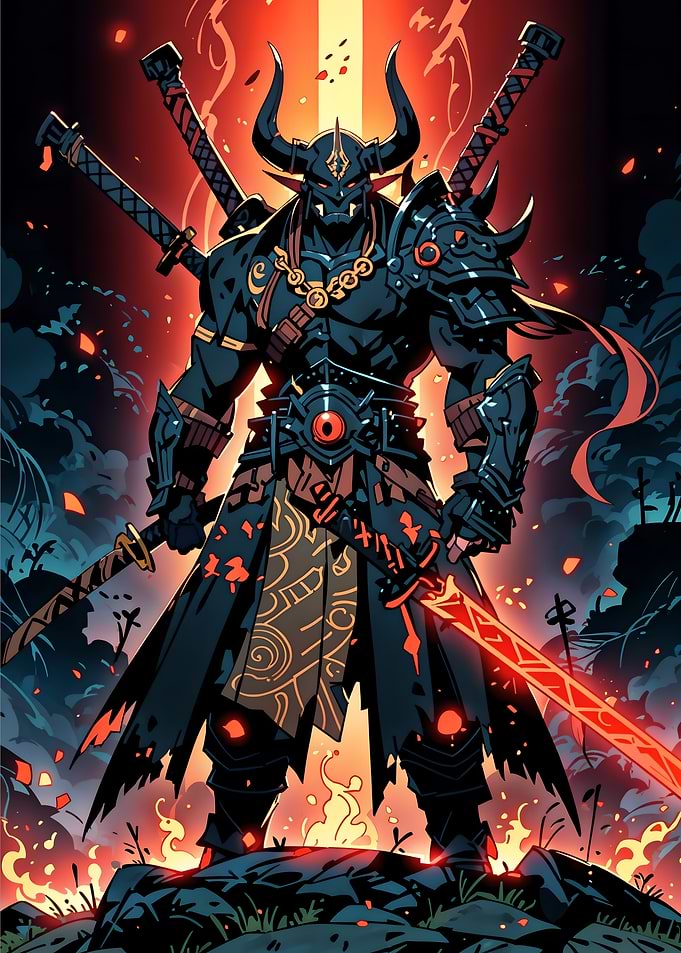 Demon Warrior with Swords