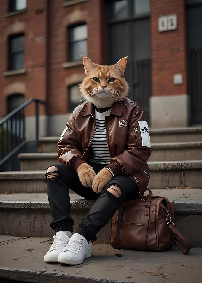 Cat in Leather Jacket