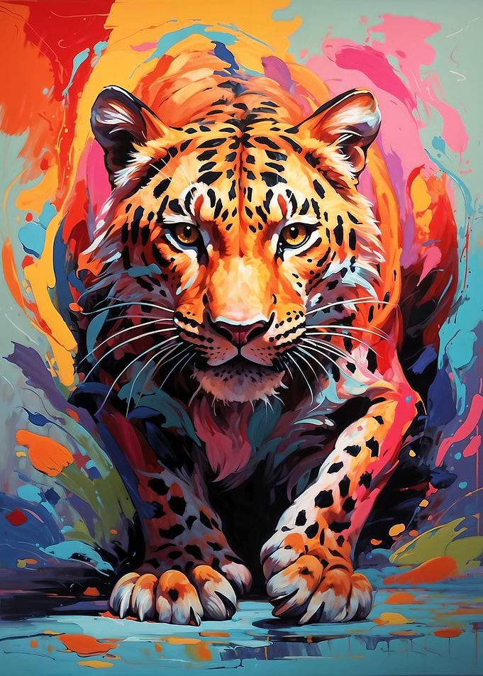 Prowling Leopard in Vibrant Colors