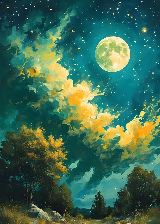 Night Sky with Full Moon