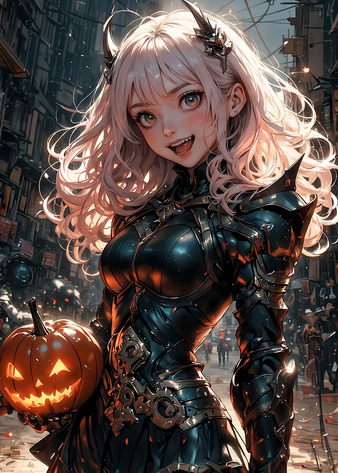 Anime Girl with Pumpkin