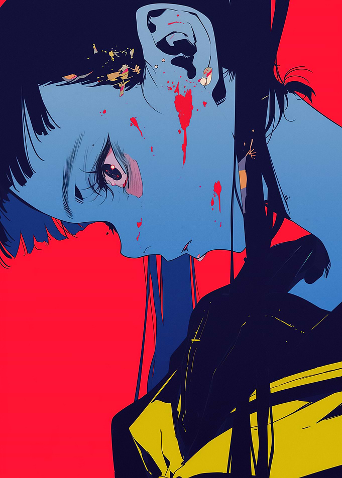 Anime Girl with Blood Splatter