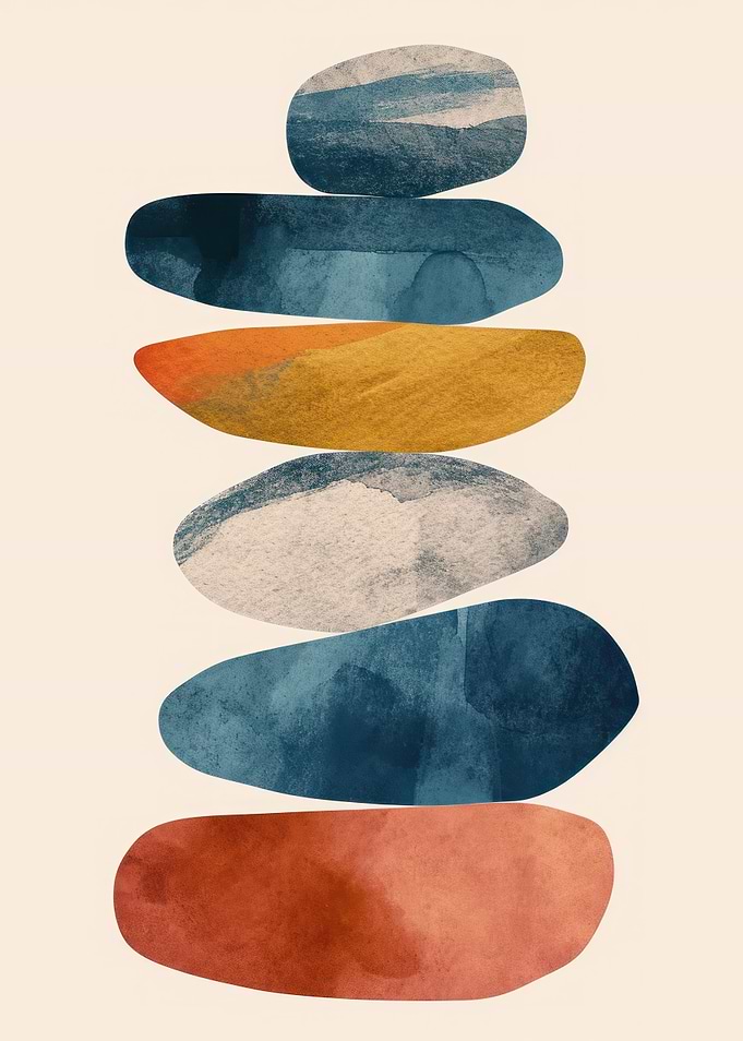 Abstract Watercolor Stones