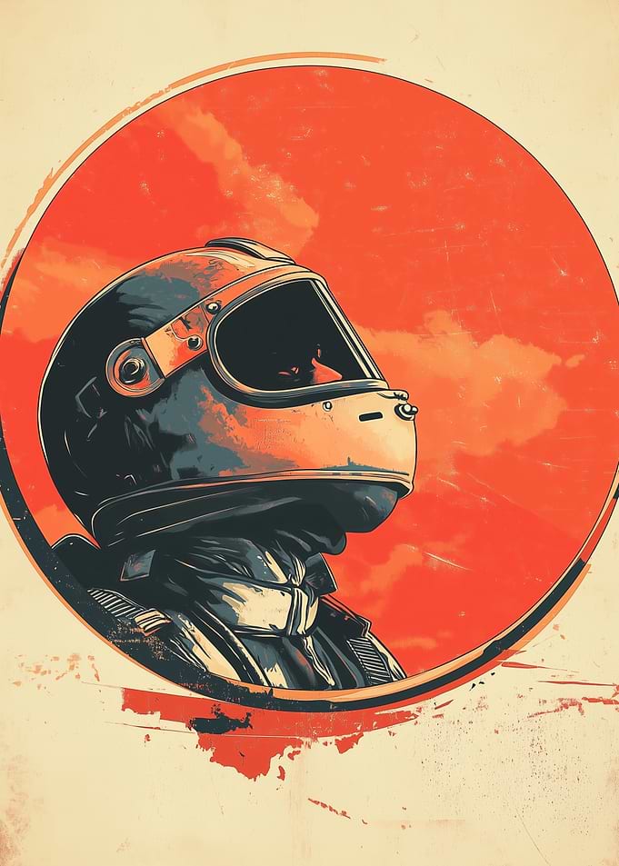 Retro Motorcycle Helmet Art