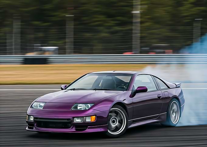 Purple Nissan 300ZX Drifting