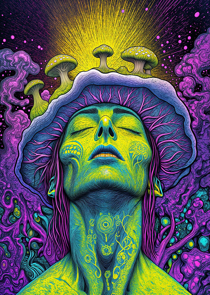 Psychedelic Awakening - A Surreal Mushroom Fusion