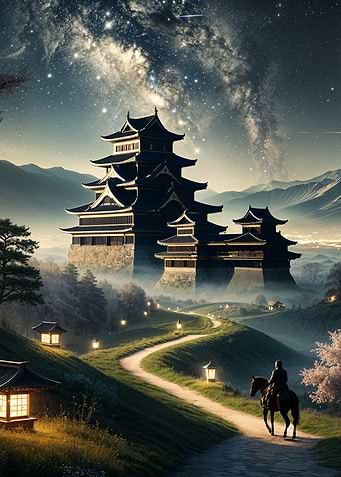 Japanese Castle Night Scene