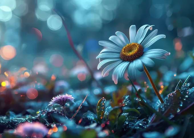 Blue Daisy in a Field