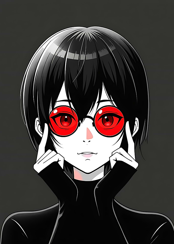 Anime Girl with Red Glasses