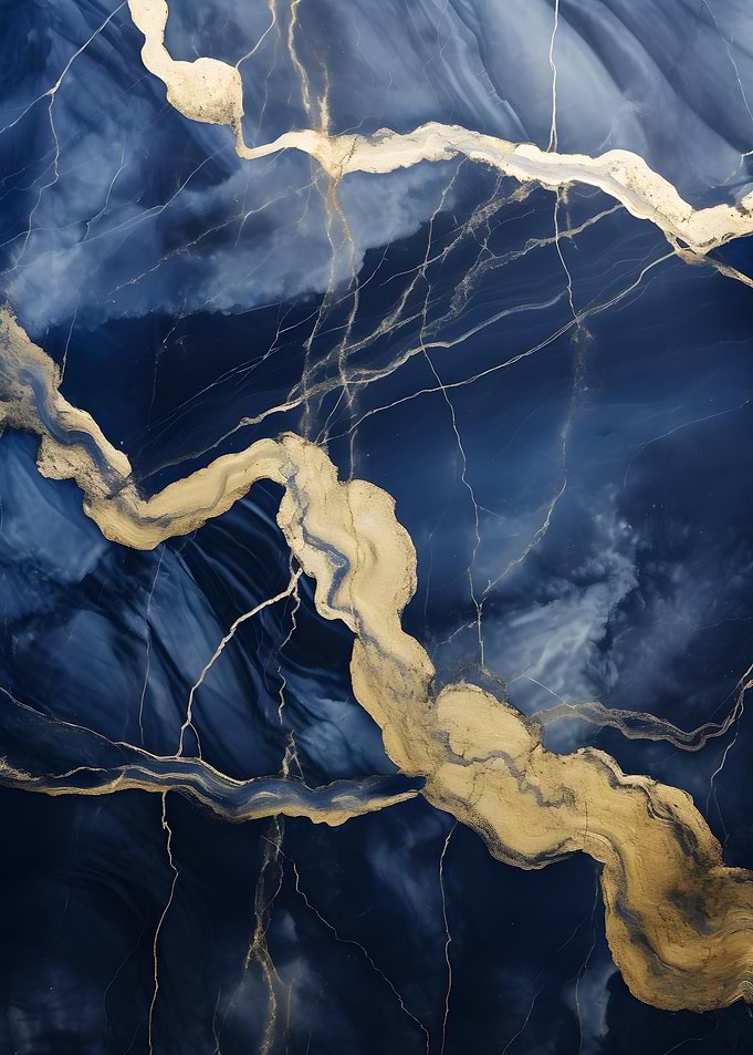 Abstract Blue and Gold Marble