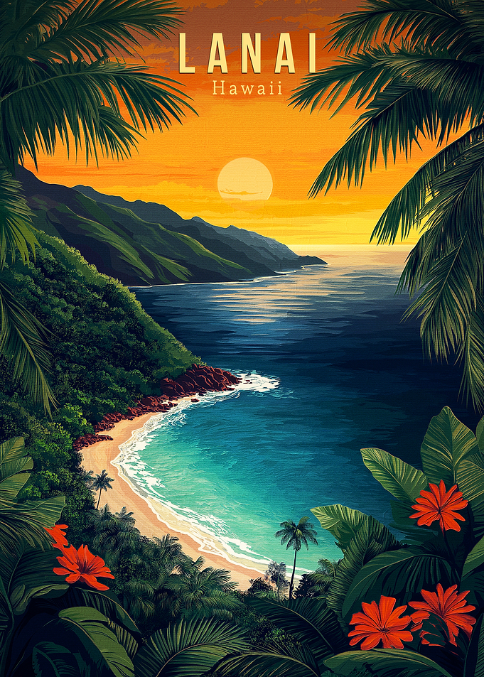 Lanai Hawaii Travel Poster