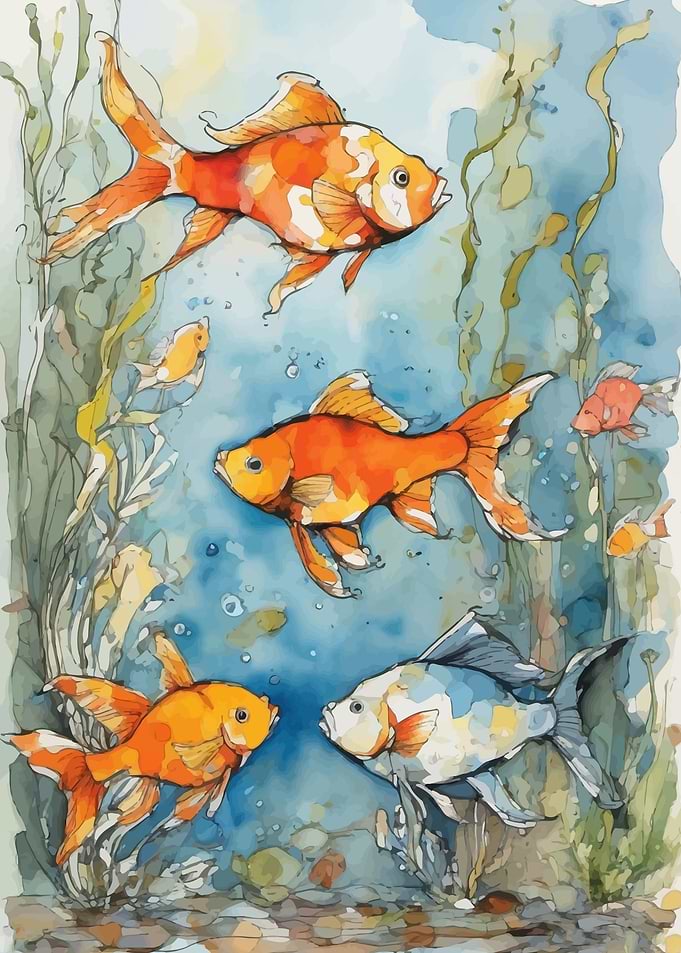 Watercolor Goldfish