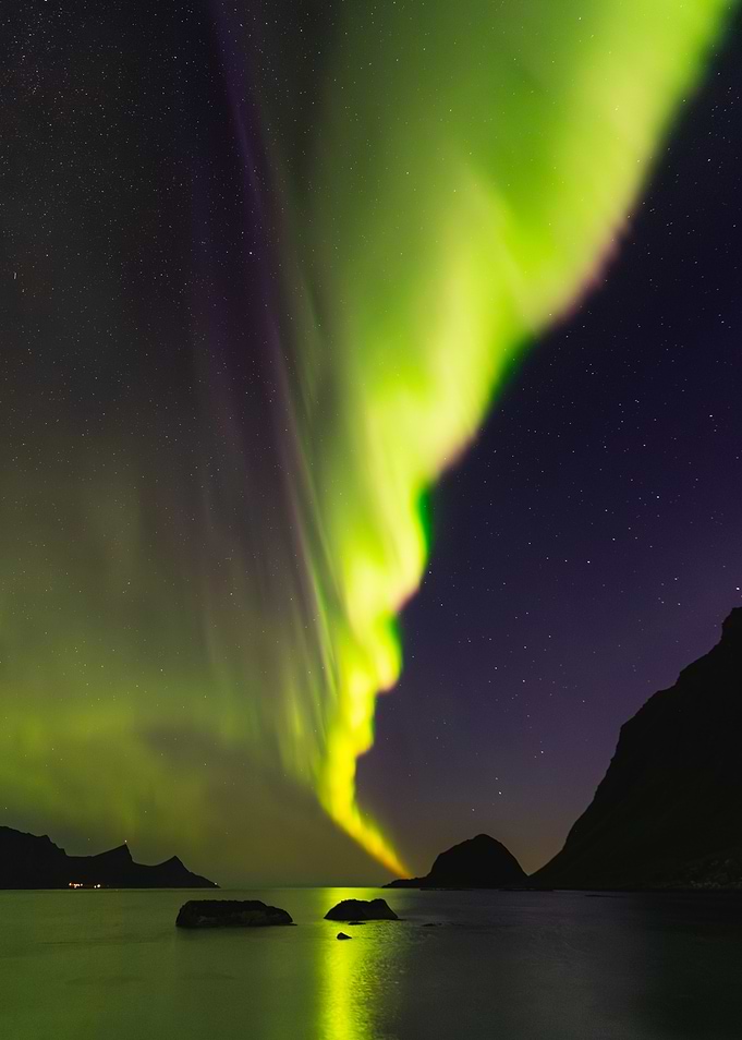 Northern Lights Over Water