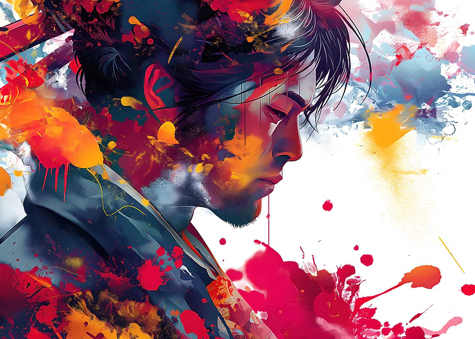 Japanese Samurai in Watercolor