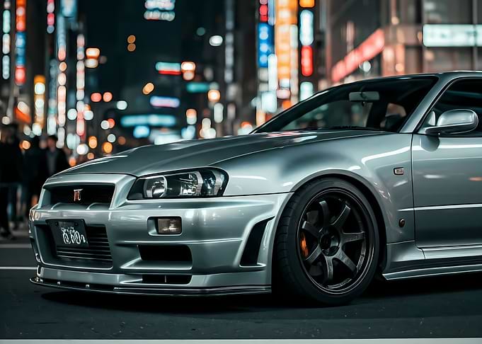 Silver Nissan Skyline GT-R