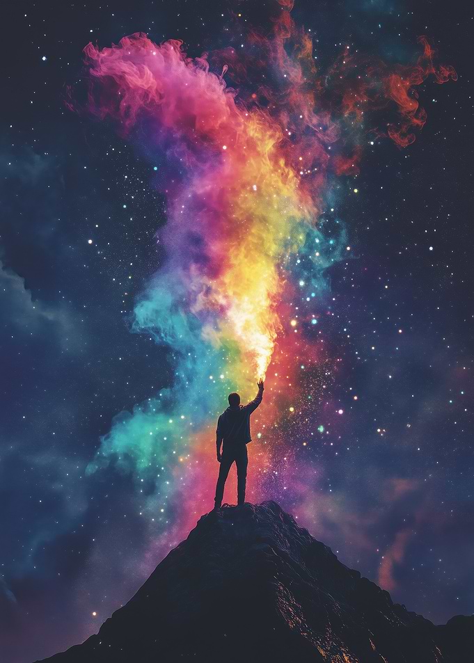 Man Holding Cosmic Flame