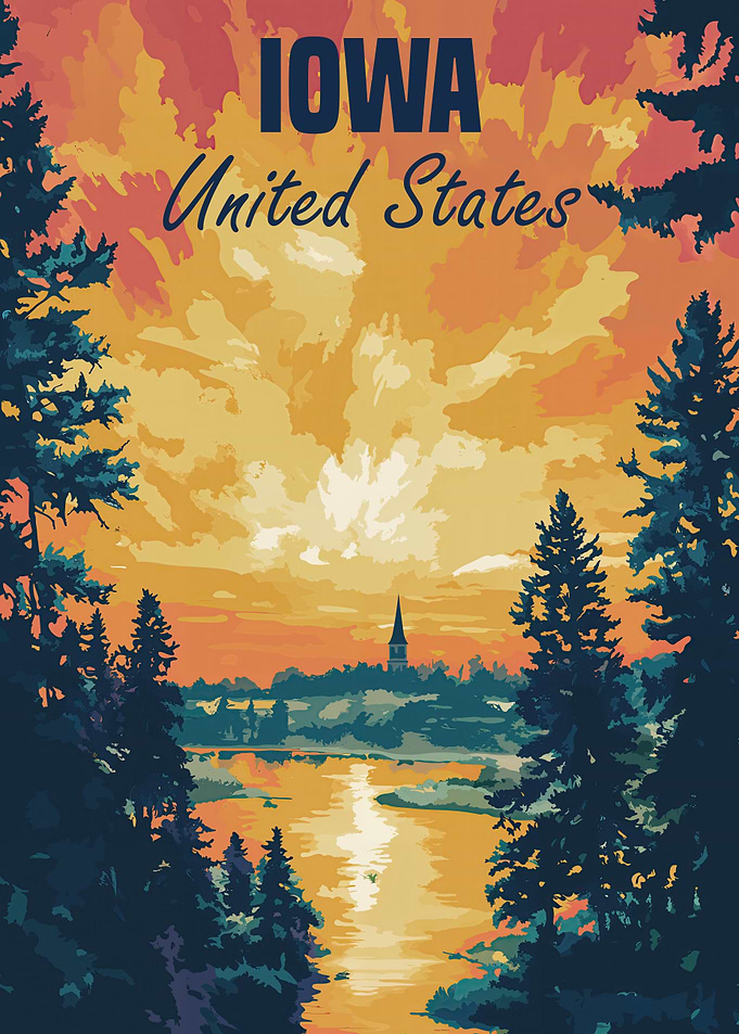 Iowa Sunset Landscape Poster