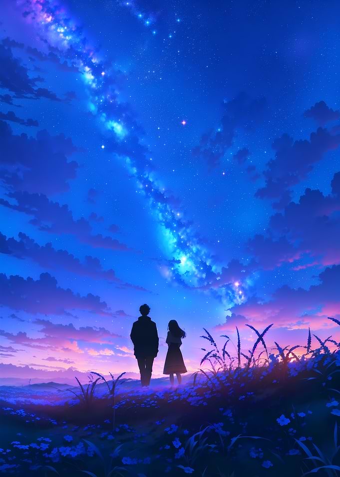 Anime Couple Under Stars