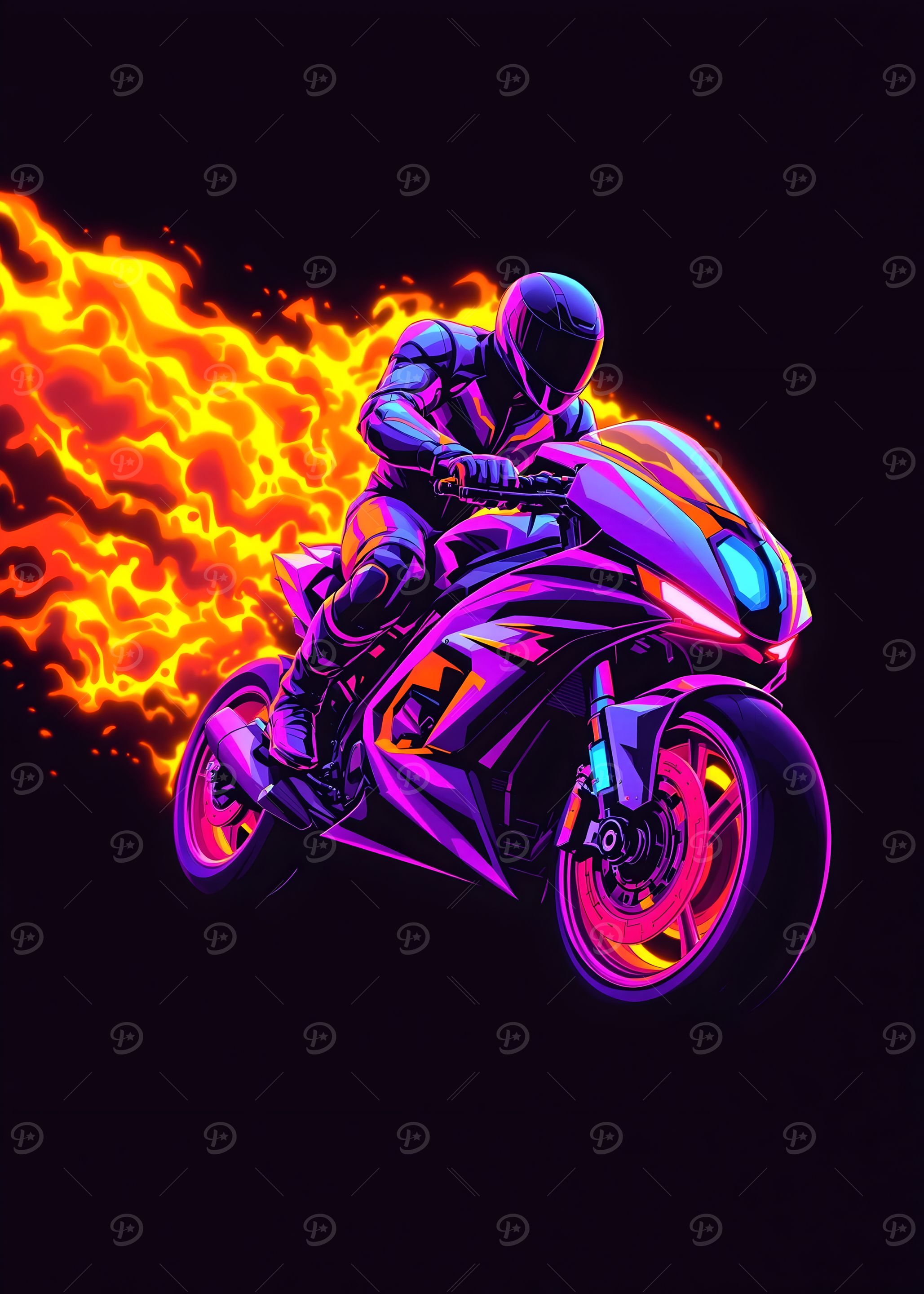 Neon Motorcycle Rider