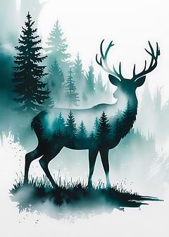 Forest Deer Silhouette