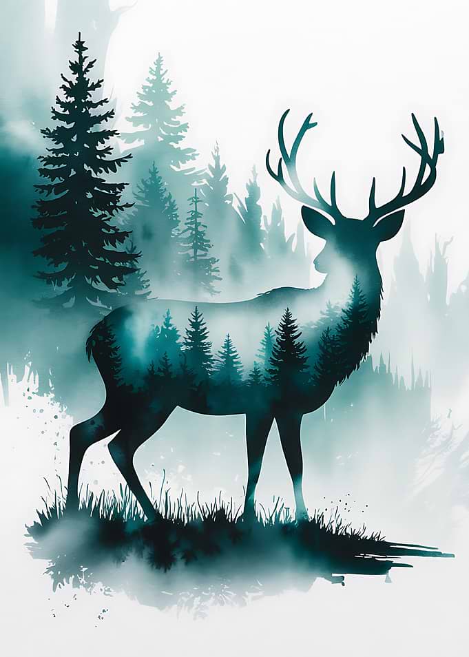 Forest Deer Silhouette