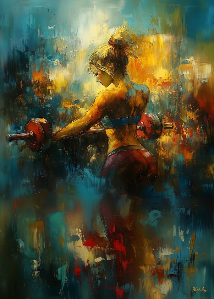 Woman Lifting Weights Abstract Art