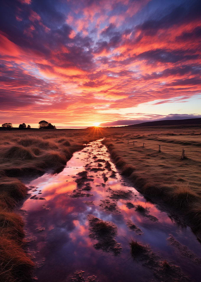 Sunset Reflection in Stream