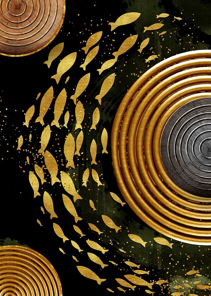 Gold Fish Abstract Art
