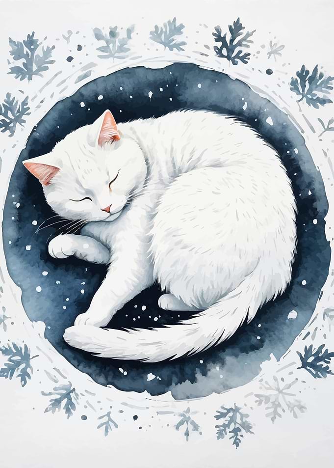 Sleeping White Cat