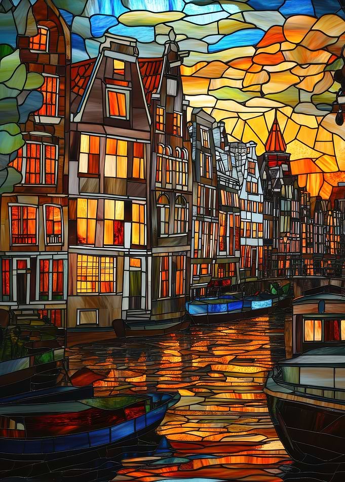 Stained Glass Amsterdam Canal