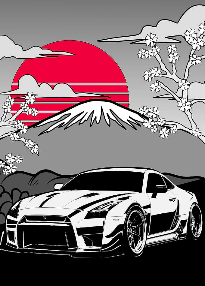 Japanese Sports Car Sunset