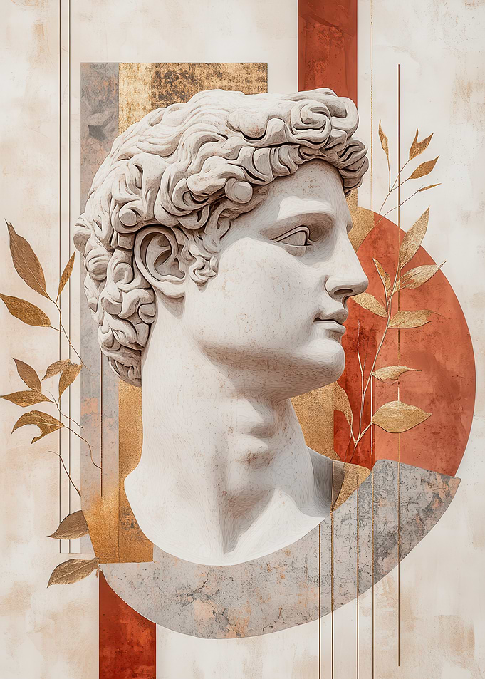 Marble Bust with Gold Accents