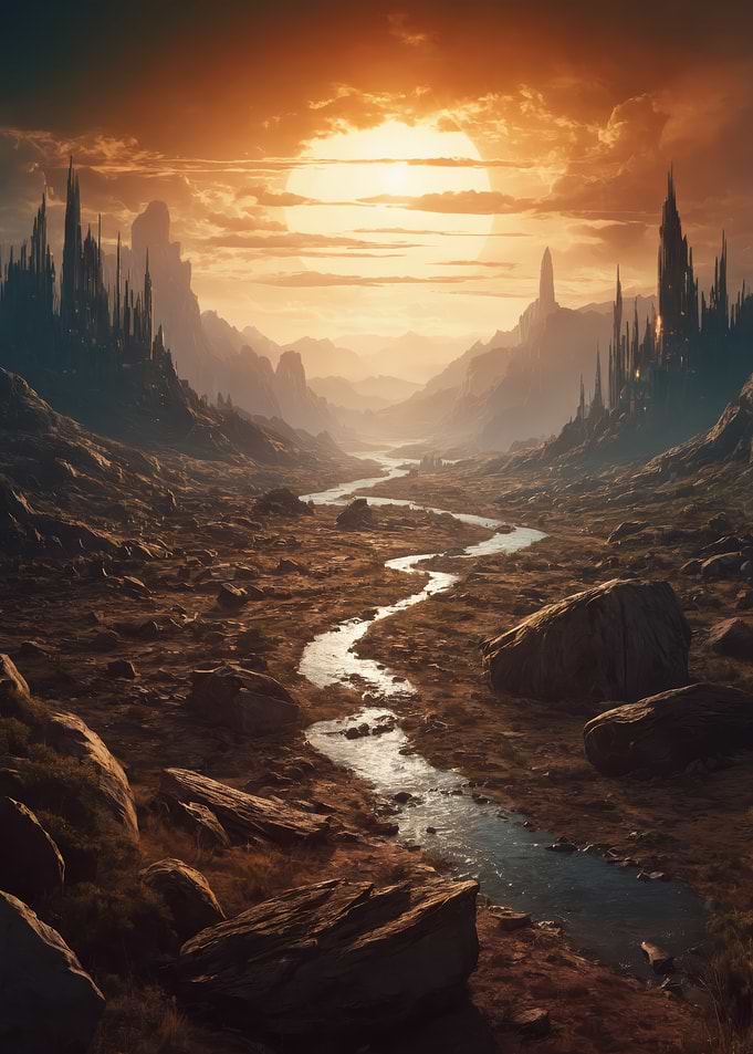 Fantasy River Valley Sunset