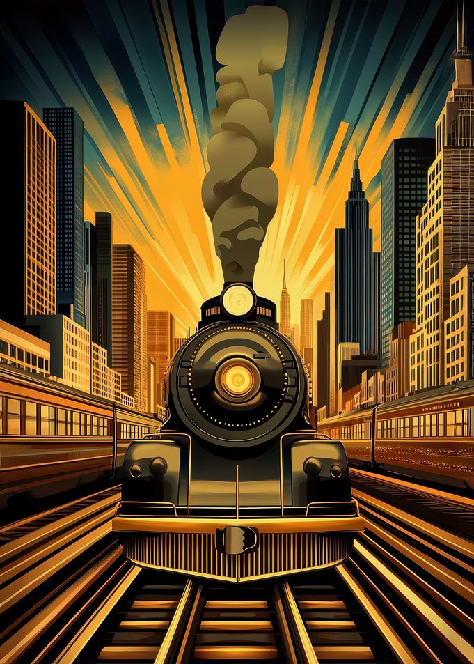 Steam Train Cityscape