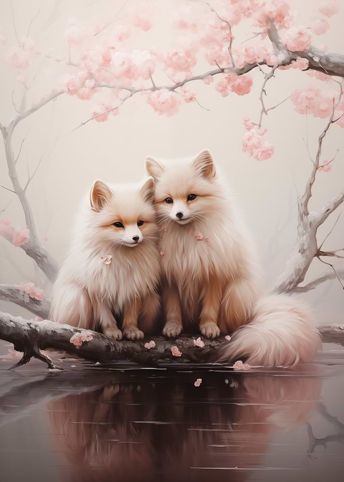 Foxes in Cherry Blossom