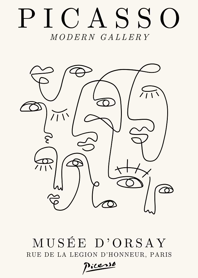 Picasso Line Art Faces
