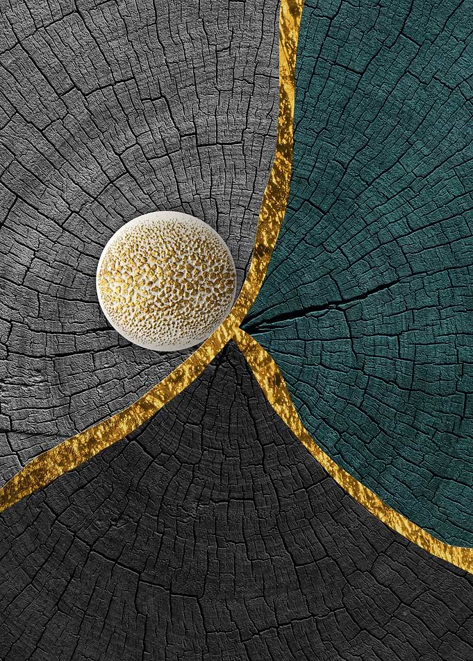 Gold & Wood Abstract Art