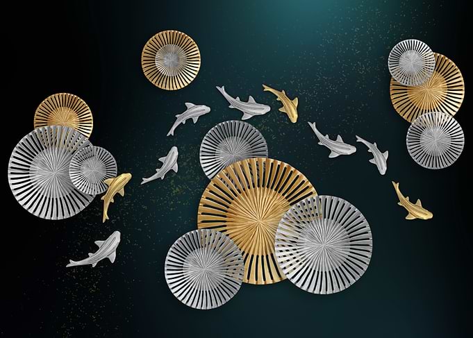 Gold & Silver Fish Wall Decor