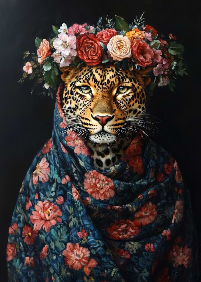 Leopard with Floral Crown