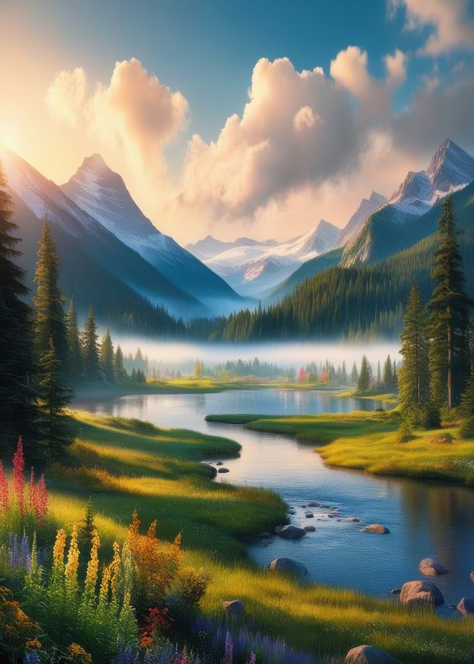 Mountain River Sunrise