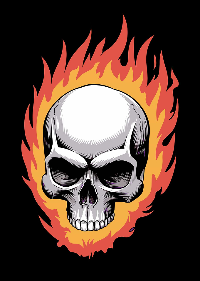Flaming Skull Illustration