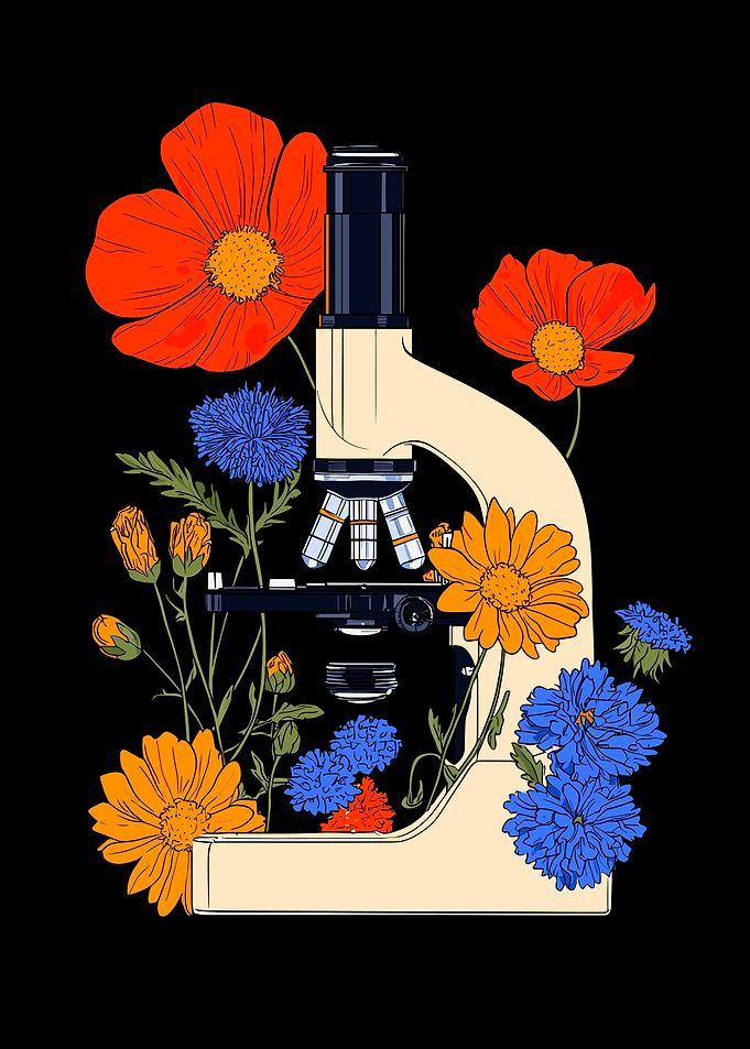 Microscope with Flowers