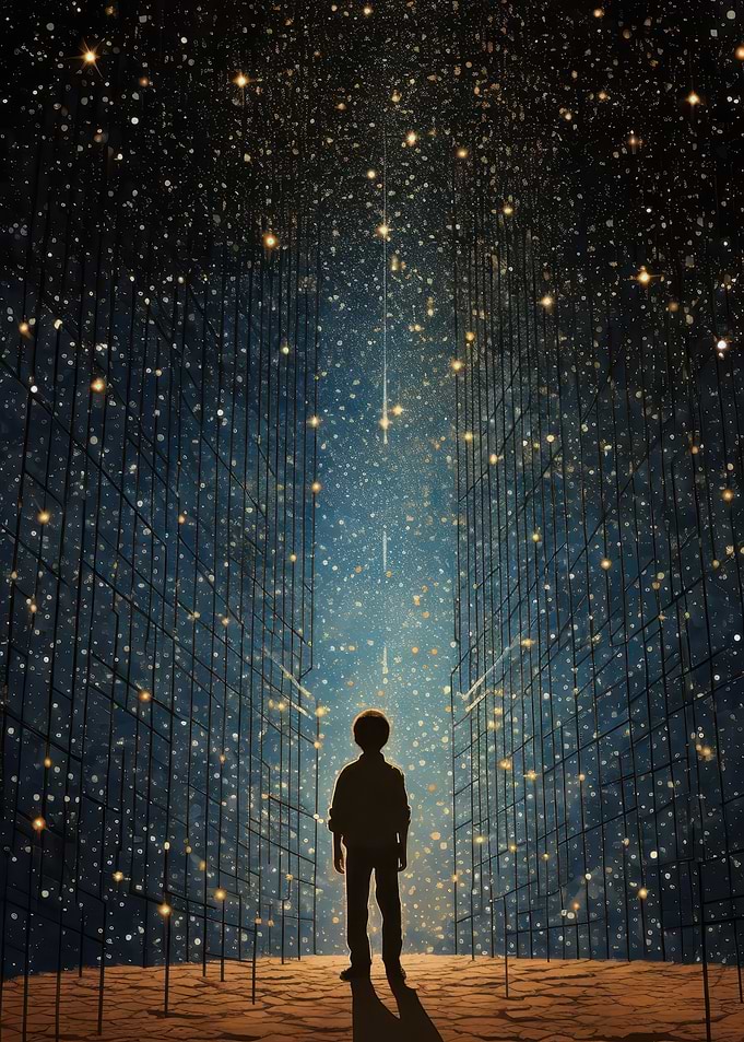 Silhouette Under Starry Sky
