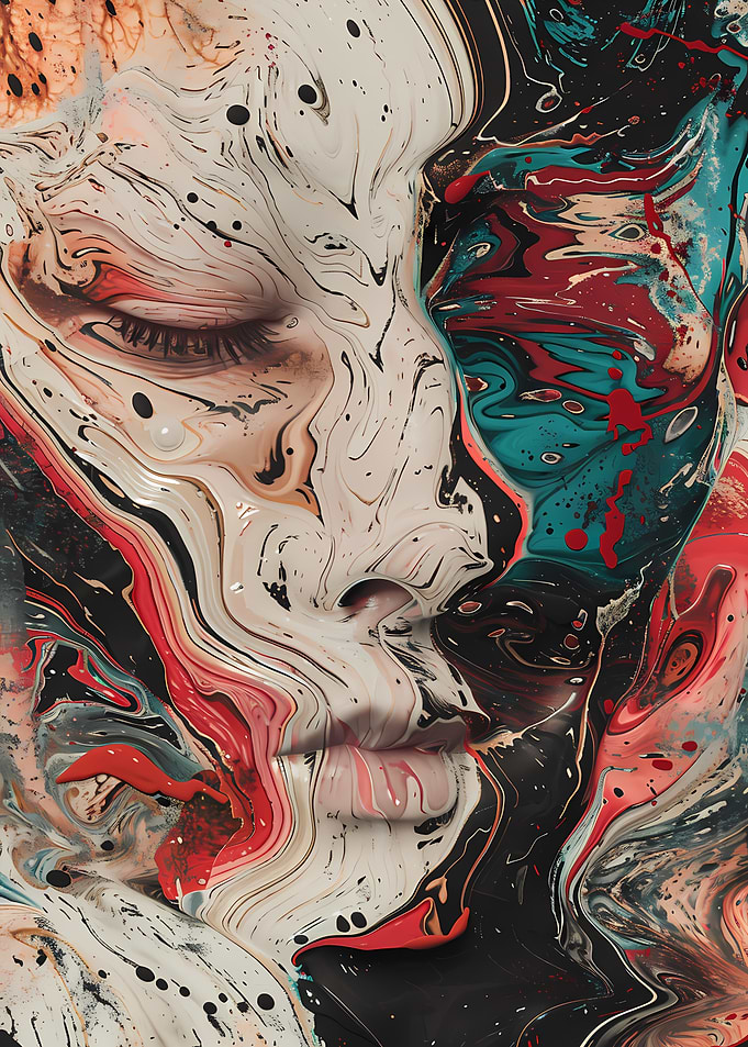 Abstract Face in Swirls