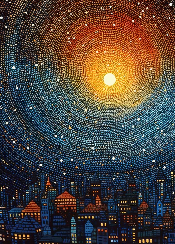Cityscape Under Starry Sky