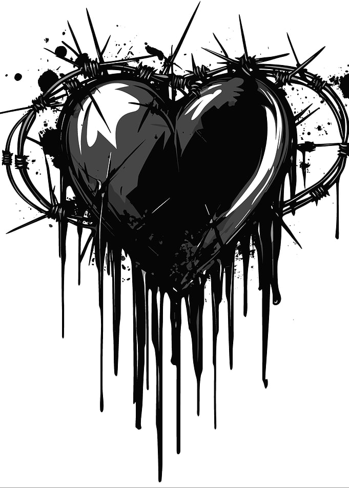 Black Heart with Barbed Wire