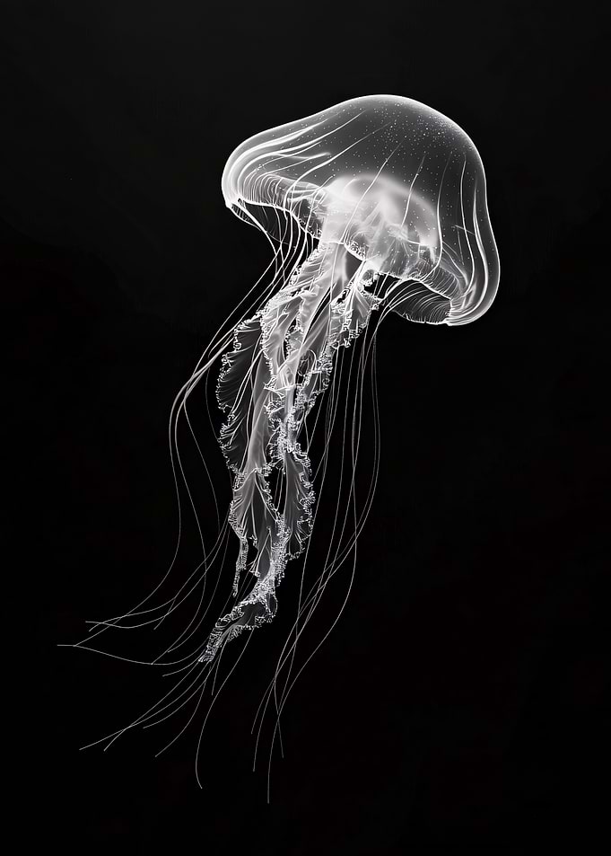 White Jellyfish on Black