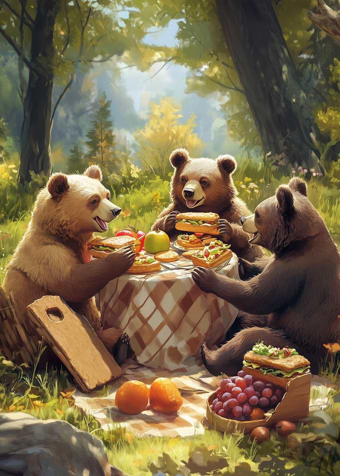 Bears Picnic in the Woods
